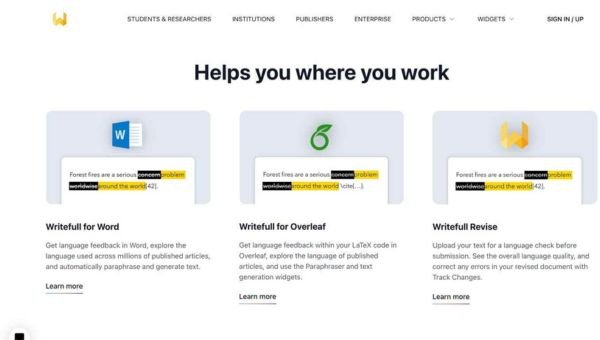 Wrtiefull-Ai tools for students-homepage
